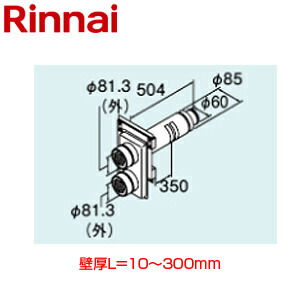 リンナイ 給排気筒トップ 壁厚L\u003d10～300 FF式 ふろがま部材 給湯器部材 FFT-1660GN300
