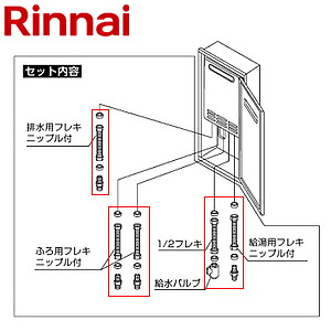 リンナイ 壁組込配管セット ボックスオプション3型 RUF-VKシリーズ壁組込設置型用 給湯器部材 UX-K351-V1/2
