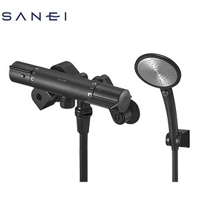 SANEI ●風呂場用水道の栓 壁 洗い場専用 サーモスタット付シャワー2階建てバス練りあわせる水栓 手元取り替えっこ つや消し黒いこと 原則として地 SK18CT5-N-MDP