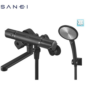 SANEI ●風呂場用水道の栓 壁 湯ぶね・洗い場兼用 サーモスタット付シャワー2階建てバス練りあわせる水栓 手元取り替えっこ スパウト170粍 つや消し黒いこと 冷ややかさ地 SK18CT5K-MDP