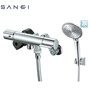 SANEI 浴室用蛇口 壁 洗い場専用 サーモスタット付シャワーバス混合水栓 手元スイッチ クロム 寒冷地 SK18CT5K-N
