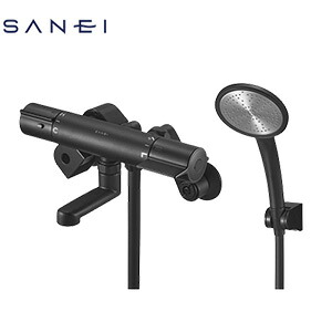 SANEI ●風呂場用水道の栓 壁 洗い場専用 サーモスタット付シャワー二階建てバス練り合わせる水栓 スパウト80粍 引っ敷き黒いこと 原則として地 SK18C-5-S-MDP