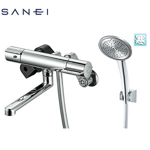 SANEI 浴室用蛇口 壁 浴槽・洗い場兼用 サーモスタット付シャワーバス混合水栓 スパウト170mm クロム 寒冷地 SK18CK-5