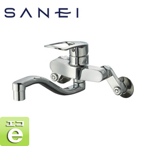 SANEI キッチン用蛇口 壁 シングルレバー混合水栓 エコ位置クリック スパウト220mm 一般地 K17CEA-13