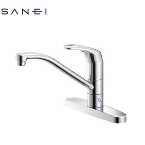 SANEI キッチン用蛇口 U-MIX 台 シングル台付分岐混合水栓 整流 スパウト257mm 湯水芯203mm 一般地 K676BV-13