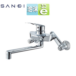 SANEI キッチン用蛇口 COULE 壁 シングル混合水栓 プラスエコ 泡沫 スパウト190mm 一般地 K1712E-3U-13