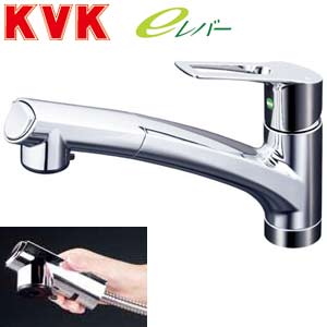 KVK キッチン用蛇口 台 シングルレバー混合水栓 流し台用 eレバー NSFシャワー ホース引出式 一般地 KM5021TEC