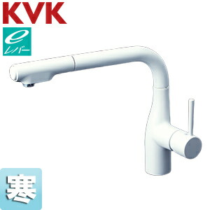 KVK キッチン用蛇口 台 シングルレバー式シャワー付混合栓 水受けトレー付 eレバー マットホワイト 寒冷地 KM6101ZVECM4 49,421円