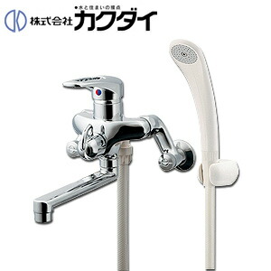 カクダイ 風呂場用水道の栓 壁 湯ぶね・洗い場兼用 シングルレバーシャワーバス練り合わせる水栓 スパウト170粍 押し並べて地 143-021 バス用水栓金具-花・ガーデン・DIY