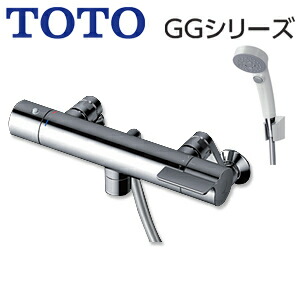 TOTO 浴室用蛇口 GGシリーズ 壁 洗い場専用 サーモスタット付シャワーバス混合水栓 コンフォートウエーブクリックシャワー(樹脂) 一般地 TBV03410J1