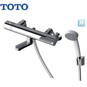 TOTO 浴室用蛇口 GGシリーズ 壁 浴槽・洗い場兼用 サーモスタット付シャワーバス混合水栓 コンフォートウエーブシャワー(樹脂) スパウト70mm 寒冷地 TBV03445Z1｜リフォームネクスト