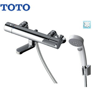 TOTO 浴室用蛇口 GGシリーズ 壁 浴槽・洗い場兼用 サーモスタット付シャワーバス混合水栓 コンフォートウエーブクリックシャワー(樹脂) スパウト70mm 寒冷地 TBV03446Z1