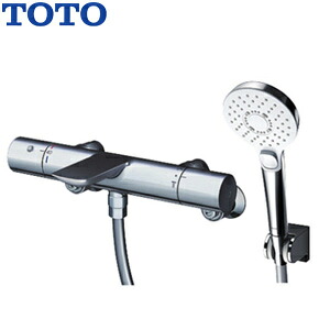 TOTO 浴室用蛇口 壁 洗い場専用 サーモスタット付シャワーバス混合水栓 コンフォートウエーブクリックシャワー(めっき) スパウト83mm 一般地 TBV01S11J|リフォームネクスト