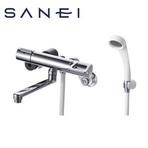 SANEI 浴室用蛇口 壁 浴槽・洗い場兼用 サーモスタット付シャワーバス混合水栓 スパウト170mm 一般地 SK1814S2-13