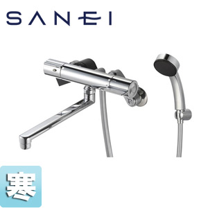 SANEI 浴室用蛇口 壁 浴槽・洗い場兼用 サーモスタット付シャワーバス混合水栓 スパウト240mm 寒冷地 SK18CK-S9L24(240)
