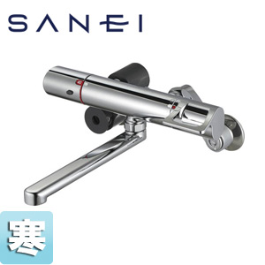 SANEI 浴室用蛇口 壁 サーモスタット付バス混合水栓 スパウト190mm 寒冷地 K1814K-13