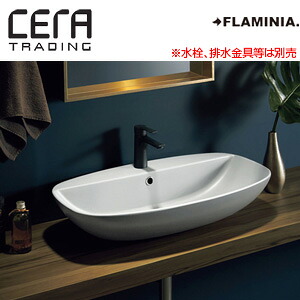 CERA 洗面器単品 フラミニア社 ヌーダスリム ベッセル式 楕円面形 760×445 水栓取り付き穴径:φ35 真っただ中1引き渡し つや消し白いこと FLND75PR-天使の都市
