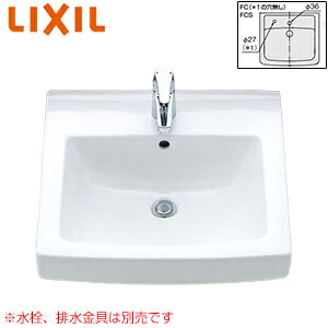 LIXIL 洗面器単品 オーバーカウンター式 角形 水栓取付穴径:φ36 中央1ヶ所 L-2150FC 13,514円