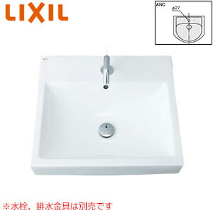 LIXIL 洗面器単品 ベッセル式 角形 480×500 水栓取付穴径:φ27 中央1ヶ所 L-536ANC