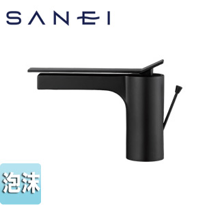 SANEI ●洗面用蛇口 SUTTO 台 シングルレバー混合水栓 スパウト170mm 泡沫 ポップアップ式 引棒付 マットブラック 一般地 K4731PJV-MDP-13｜リフォームネクスト