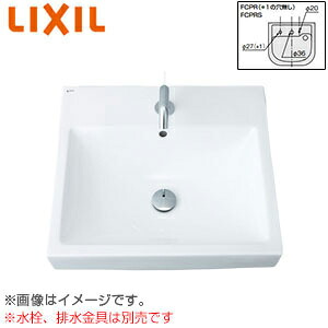 LIXIL 洗面器単品 ベッセル式 角形 480×500 水栓取付穴径:φ36 中央1ヶ所 排水栓用穴あり L-536FCPR