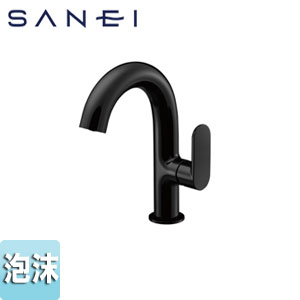 SANEI ●洗面用蛇口 MONOTON 台 シングルレバー混合水栓 泡沫 取付穴径：φ35～39 スパウト137mm 漆黒 一般地 K4781NJV-DJP-13