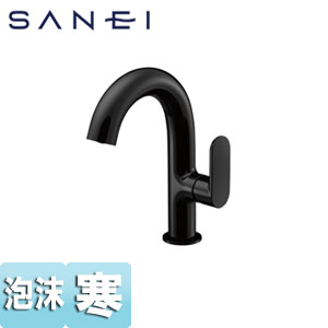 SANEI ●洗面用蛇口 MONOTON 台 シングルレバー混合水栓 泡沫 取付穴径：φ35～39 スパウト137mm 漆黒 寒冷地 K4781NJK-DJP-13