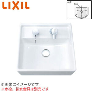 LIXIL 洗面器単品 ベッセル式 壁掛式 角形 380&times;380 水栓取付穴径:φ27 中央1ヶ所 L-531ANC｜リフォームネクスト