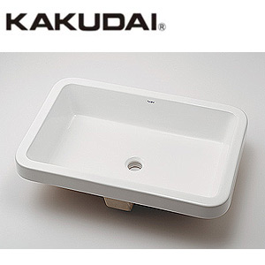 カクダイ 洗面器単品 ベッセル式 半埋込 角形 Luju 493-169
