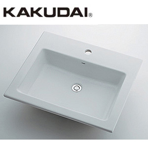 カクダイ 洗面器単品 オーバーカウンター式 角形 水栓取付穴径:φ35 中央1ヶ所 Luju 493-008