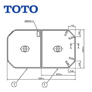 TOTO ふろふた 組みふた 2枚組 1350mm×760mm ホワイト ネオマーブバス用 ポリバス用 浴槽部材 PCF1400R#NW1