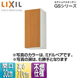 LIXIL 不燃操作手順吊押し入れ セクショナルキッチンGS続きもの 木製押し入れ 間口30糎 高さ70糎 真っただ中有りの実 GSM-AM-30ZF(R/L)