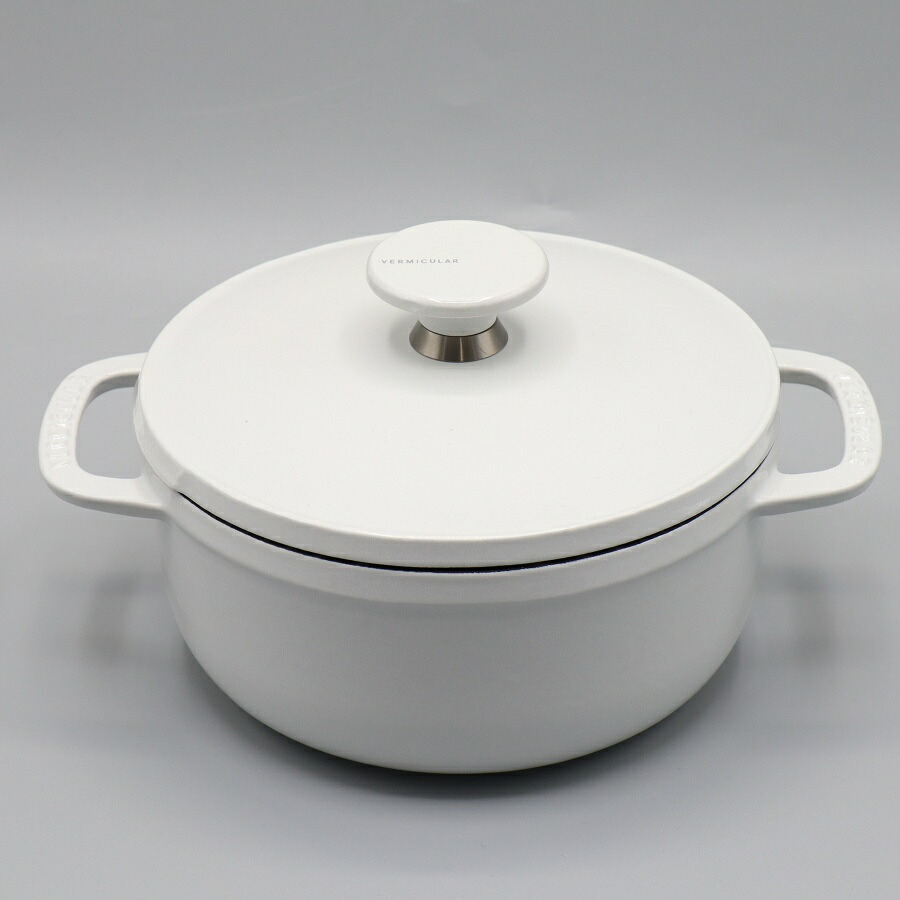 【百貨店SALE！押さえる引き換え証】【美品】バーミキュラ オーヴンポット2 ミニ 14珊 OP2R14B-WH シーソルトホワイト 第一義的ノッブ ホーロー 両手なべ 本体 【中古】