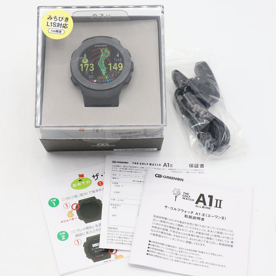 【百貨店SALE！押さえるクーポン券】【未当て嵌める/訳あり】GreenOn THE GOLF WATCH A1-2 G017 黒いこと MASA グリーンオン ザ・ゴルフウォッチ エーワン2 マサ ウオッチ 本体
