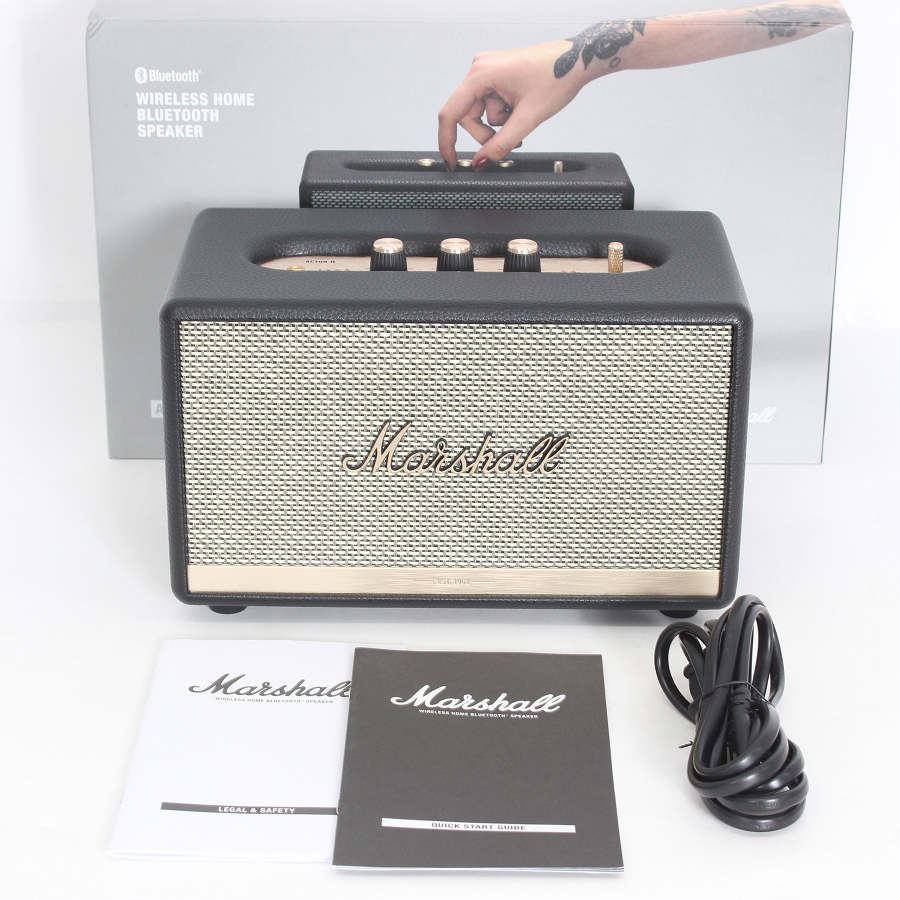 【百貨店SALE！制限事項引き換え証】【美品】Marshall Acton 2 黒いこと ZMS-1001900 無線電話金棒引き Bluetooth マーシャル アクトン 本体 【中古】