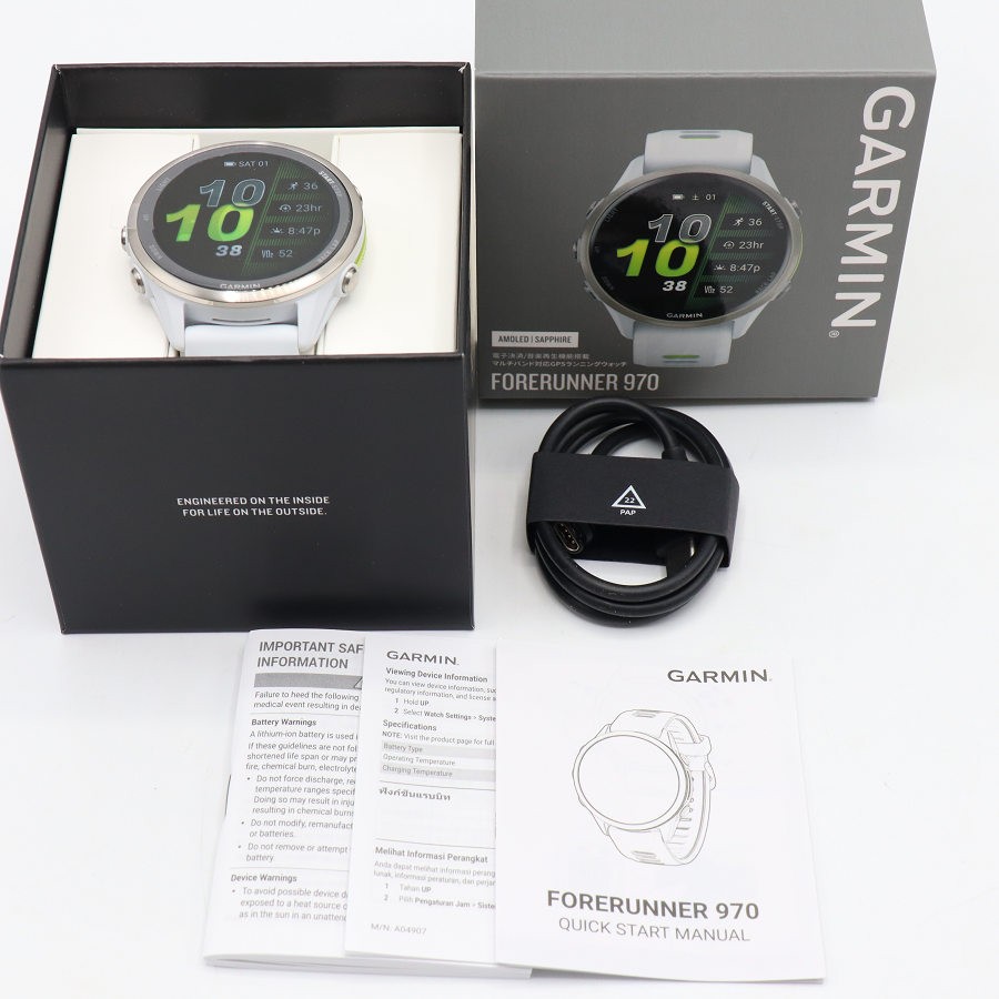 【百貨店SALE！制限事項クーポン券】【未当てはめる】GARMIN Forerunner 970 010-02969-51 White/Amp Yellow スマートウォッチ ガーミン 四つ物走者 本体