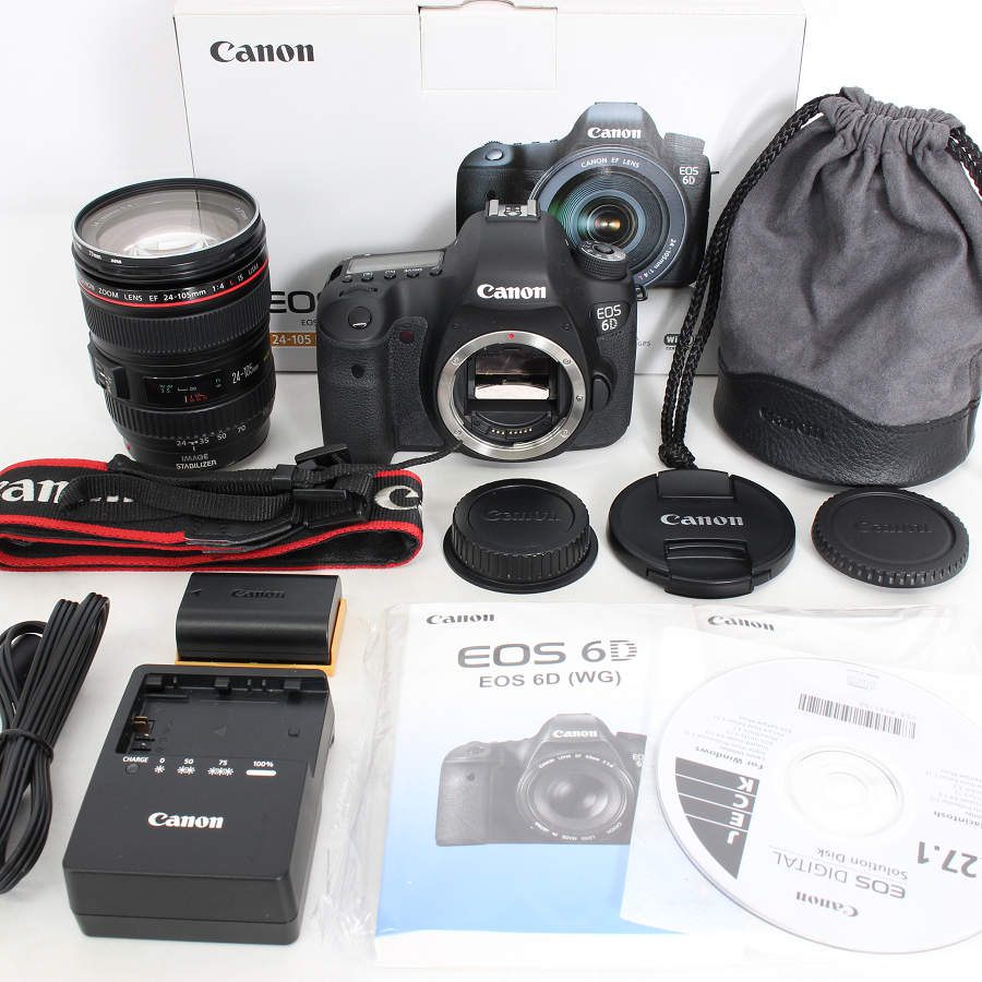 【美品】Canon EOS 6D EF24-105L IS USM 水晶体一揃いの道具 デジタル一眼二眼レフ写真機 キヤノン EOS6D24105ISLK 本体 【中古】