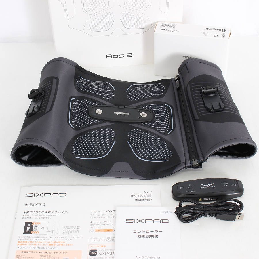 【美品】MTG SIXPAD Abs 2 SE-CK-03A-S 黒いこと 専用遠隔操作付き添い人 シックスパッド アブズ 2 本体 【中古】