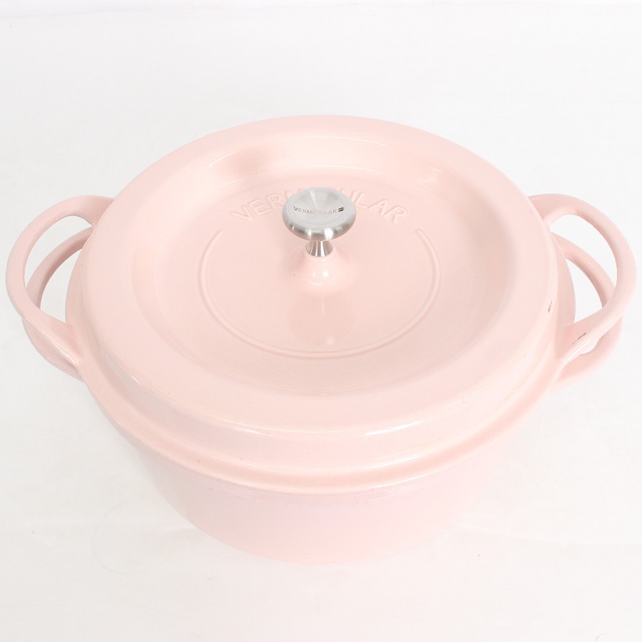 バーミキュラ オーブンポットラウンド 26cm パールピンク PNK26R 無水 ホーロー 両手鍋 本体 【中古】|リファン店