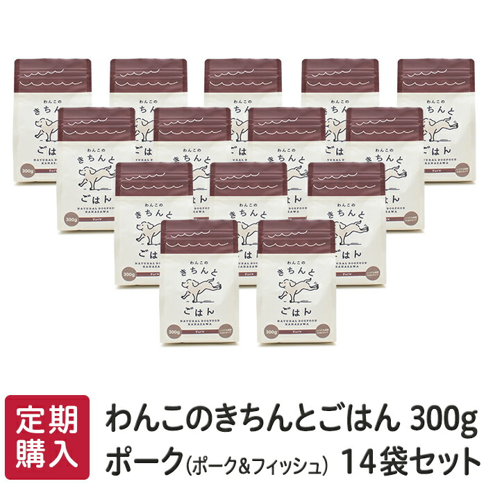 【 公式店 国産ナチュラルドッグフード 】≪定期購入≫「わんこのきちんとごはん」ポーク　３００ｇ≪１４袋セット≫≪送料無料≫