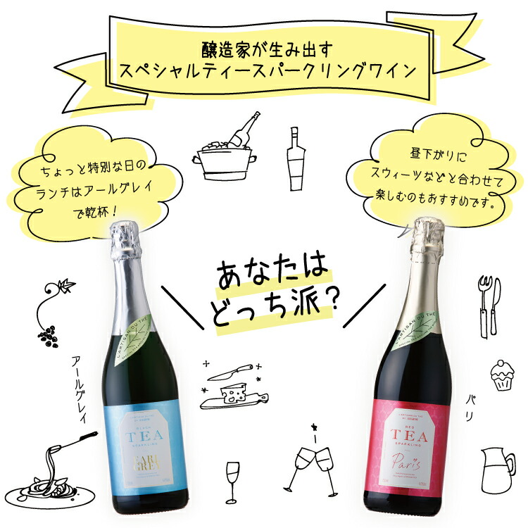 市場 送料無料 紅茶 ティースパークリングワイン ラルチザンデュテ 炭酸 アルコール4% セット アールグレイ 2本 パリ