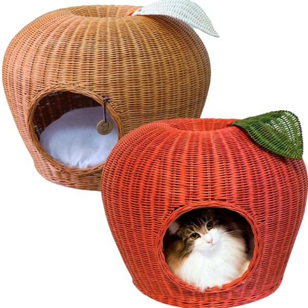 キャットハウス おしゃれ 猫 ハウス ペット ベッド ラタン 天然素材 「ラタンポムハウス」ネコ ねこ|レガーロ 店