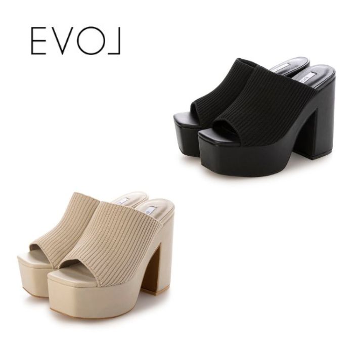 EVOL イーボル 12cmヒール厚底ミュールサンダル IY5587 レディース カジュアル シューズ サンダル シンプル ヒール