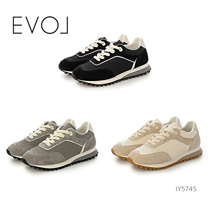 EVOL イーボル 本革 レースアップスニーカー IY5745 ふかふか レディース シューズ スニーカー