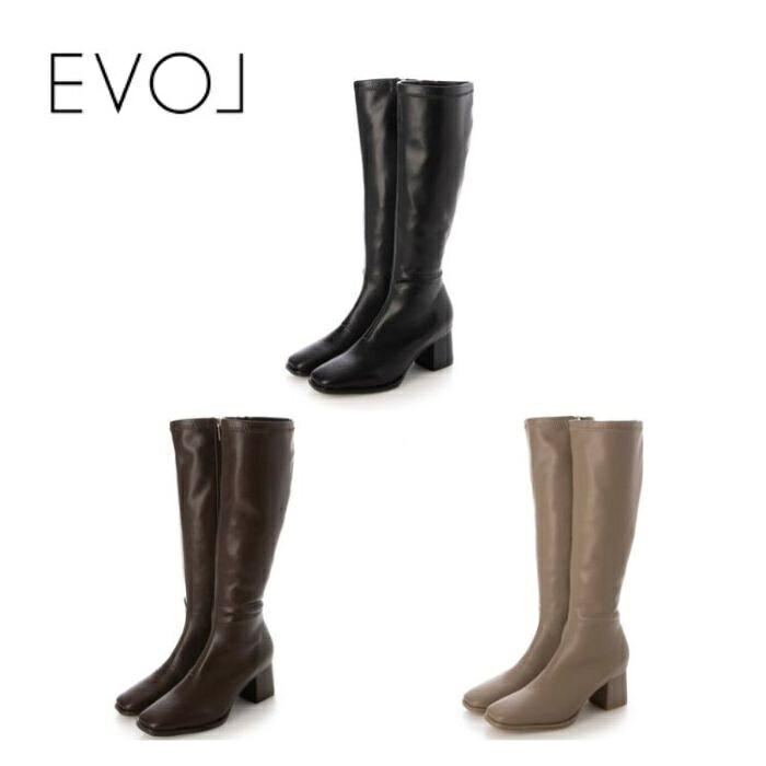 EVOL イーボル 晴雨兼用 ストレッチスクエアロングブーツ IZ5813 ブーツ レディース ロングブーツ インヒール スタイルアップ シューズ 靴|高級靴有名メーカー店REGALO