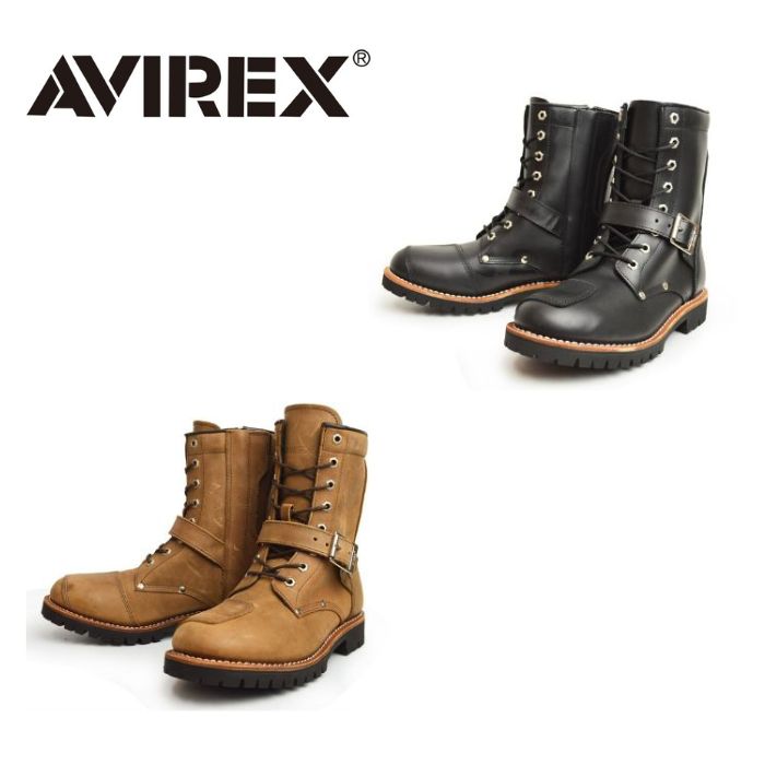 AVIREX アビレックス  YAMATO ヤマト 本革 なめし革 応用科学者ブーツ AV2100 本革 側面ファスナー ライダース ミリタリーブーツ 革靴  靴 メンズ レディース ユニ一発やる 男女兼用