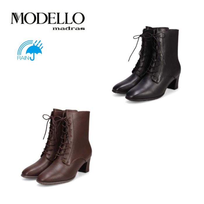 マドラス 製 モデロ MODELLO 撥水仕様 5.5cmヒール レースアップショートブーツ DML5503 レディース 靴 正規品｜高級靴有名メーカー店ＲＥＧＡＬＯ