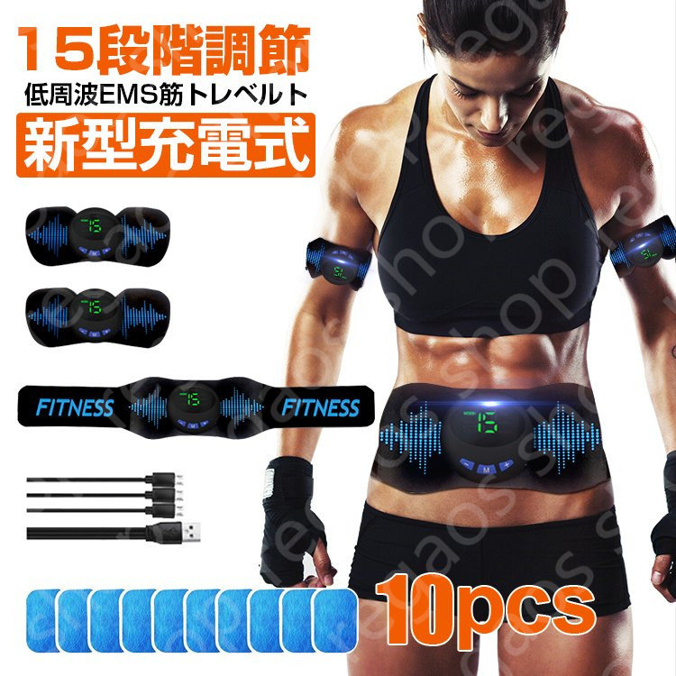 2024新型EMS腹筋ベルト 筋肉トレーニング 男女兼用 腹ダイエット 脇腹 腕腹筋器具 USB充電式 フィットネスマシン シックスパッド 振動  6種類モード 15段階 | regaos