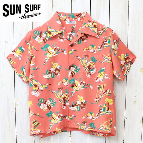 SUN SURF (サンサーフ) : S/S RAYON HAWAIIAN SHIRT-ISLAND TRIP (RED)【正規取扱店】【smtb-KD】【sm15-17】【楽ギフ_包装】【楽ギフ_包装】【レーヨン】【ハワイアンシャツ】【アロハシャツ】｜Reggie Shop 13,860円