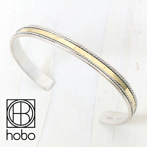 hobo (ホーボー) : Rope Bracelet 925 Silver with Brass【正規取扱店】 【smtb-KD】【sm15-17】【楽ギフ_包装】【シルバー】【ブラス製プレート】【コンビネーションブレスレット】【バングル】